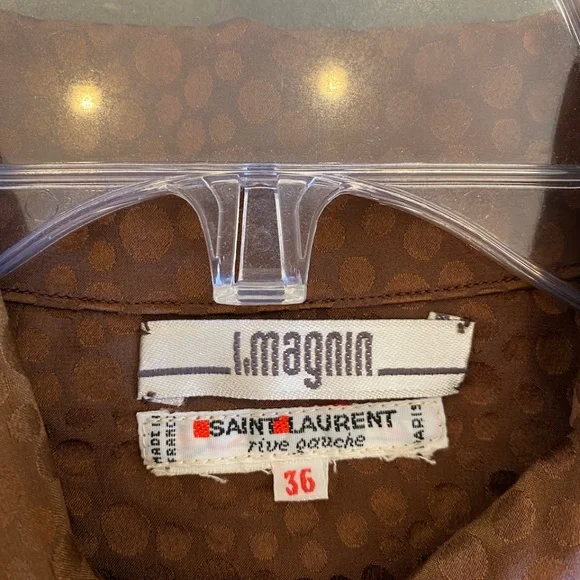 Saint Laurent Rive Gauche Silk Brown Blouse Made in France - Picture 2 of 5